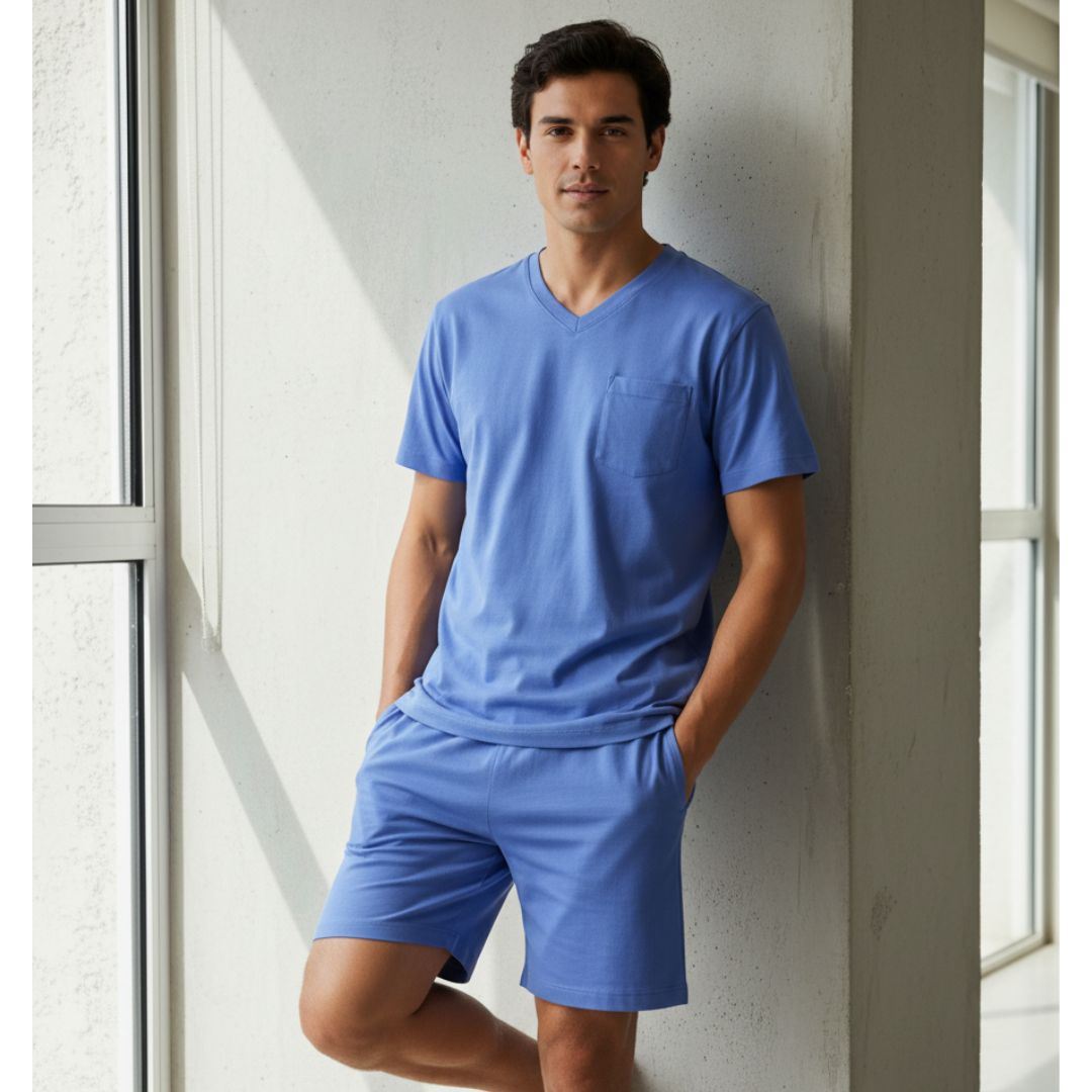 Pijama Short + Polo  Algodón Hombre